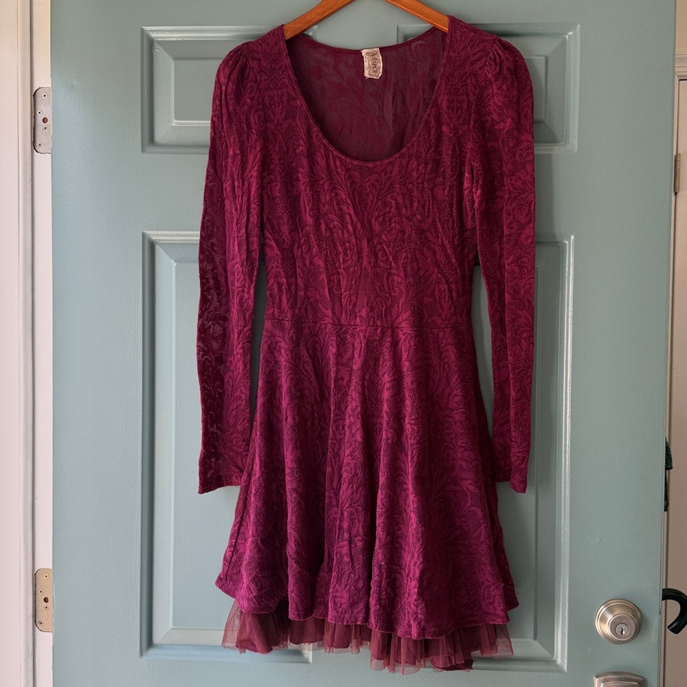 Free People magenta dress with attached slip - Picture 8 of 15